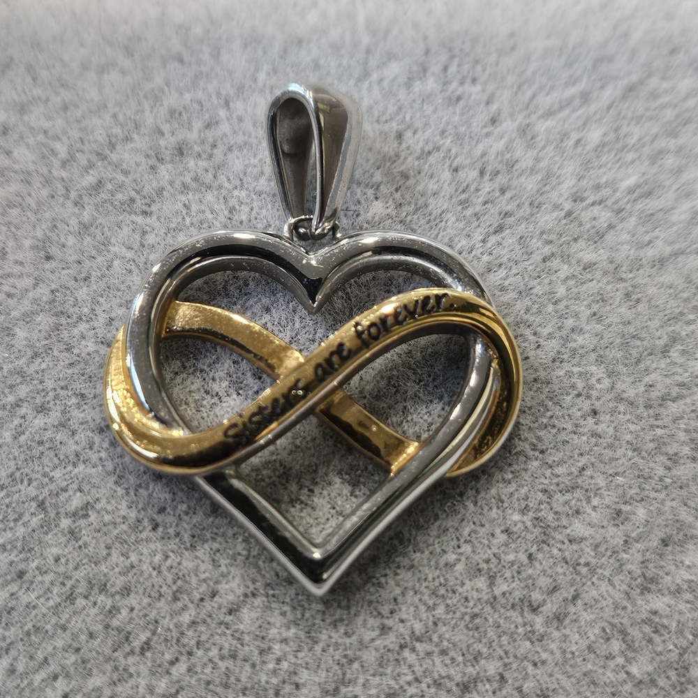 Silver and Gold Heart Infinity Pendant
